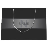 濃いモダングレーのグラデーション名またはビジネス名 ラージペーパーバッグ (正面)