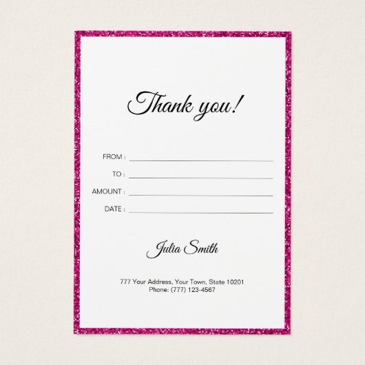 濃いモダンピンクとグリッター効果 (裏面)