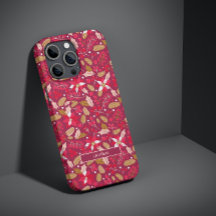 濃いモダンピンク赤ポインセチアフォーク名パターン