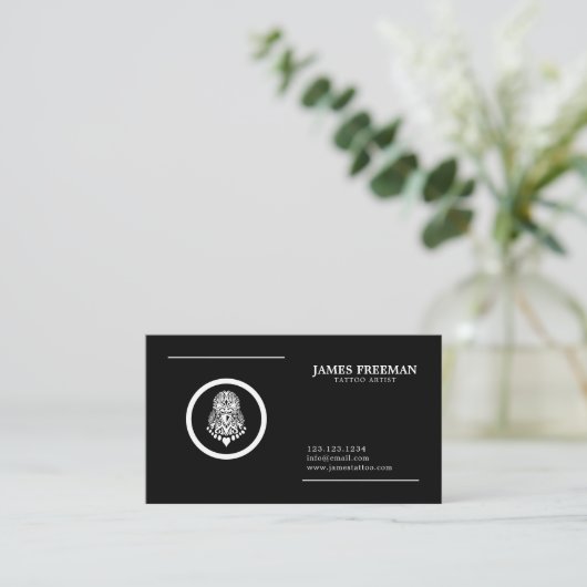 濃いモダン入れ墨のロゴ黒い入れ墨画家 名刺 (スタンド正面)