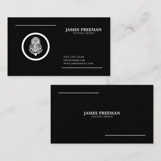 濃いモダン入れ墨のロゴ黒い入れ墨画家 名刺 (正面/裏面)