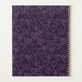 濃いモダン紫のハートパターン プランナー手帳 (裏面)