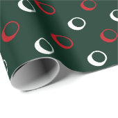 濃いモダン緑の赤い白い水玉模様クリスマス ラッピングペーパー (ロールコーナー)