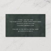 濃いモダン緑色のヘアスタイリスト 名刺 (裏面)