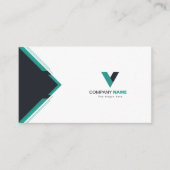 濃いモダン緑 名刺 (正面)