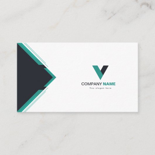 濃いモダン緑 名刺 (正面)