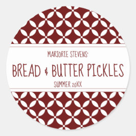 濃いモダン赤と白の缶詰ラベル ラウンドシール