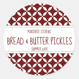 濃いモダン赤と白の缶詰ラベル ラウンドシール