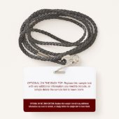 濃いモダン赤の色のブロック写真の名前タグ バッジ (裏面ランヤード)