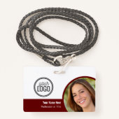 濃いモダン赤の色のブロック写真の名前タグ バッジ (正面ランヤード)