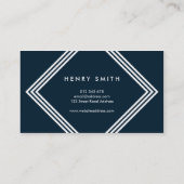 濃いモダン青と白のジオメト縁どリック 名刺 (裏面)
