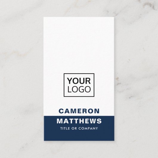 濃いモダン青の白を追加ロゴのソーシャルメディアアイコン 名刺 (正面)