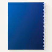 濃いモダン青色のグラデーションと編ミニマル集文字 ノートブック (裏面)