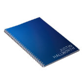 濃いモダン青色のグラデーションと編ミニマル集文字 ノートブック (右側)