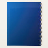 濃いモダン青色のグラデーションと編ミニマル集文字 プランナー手帳 (裏面)