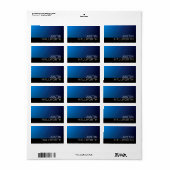 濃いモダン青色のグラデーションと編ミニマル集文字 ラベル (フルシート)