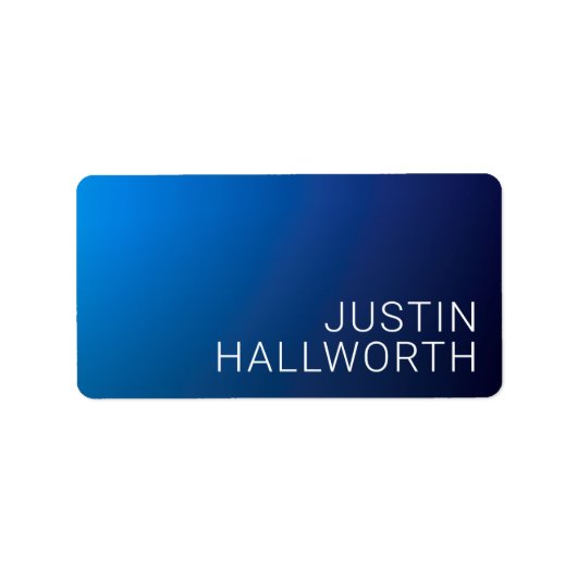 濃いモダン青色のグラデーションと編ミニマル集文字 ラベル (正面)