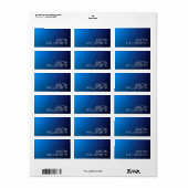 濃いモダン青色のグラデーションと編ミニマル集文字 ラベル (フルシート)