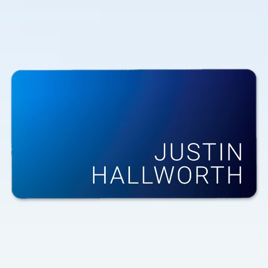 濃いモダン青色のグラデーションと編ミニマル集文字 ラベル