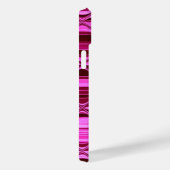 濃いモノグラムのピンクの光沢のあるサテン波 Case-Mate iPhoneケース (裏面 / 右)