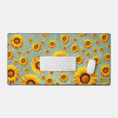 濃いライムグリーンの美しい黄色の花 デスクマット (キーボード&マウス)