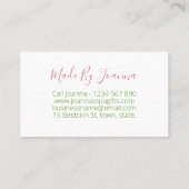 濃いラッシュブーケDIY手作りスキンケアスパ浴 名刺 (裏面)