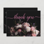 濃いワインレッドのヴィンテージ   フローラル   ありがとう ポストカード (正面/裏面)