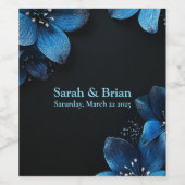 濃いワ結婚インボトルグリッター青い花 ワインラベル (シングルラベル)