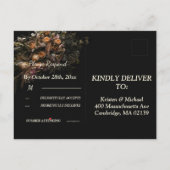 濃いヴィンテージオレンジ色フローラRSVP招待状 インビテーションポストカード (裏面)