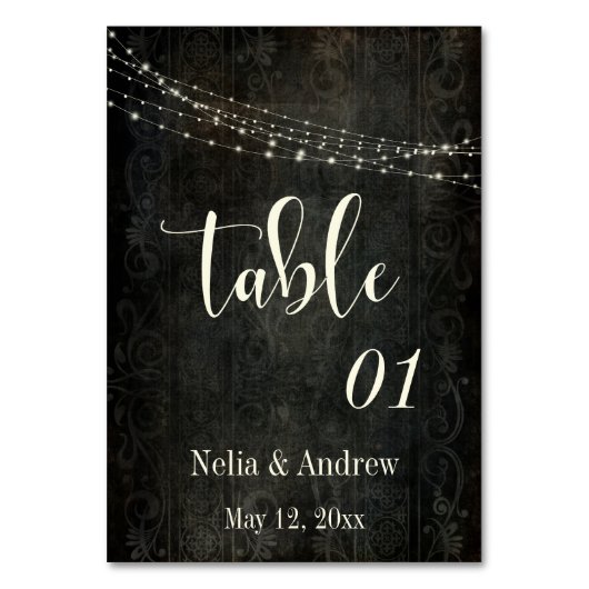 濃いヴィンテージデザインクリームタイポグラフィテーブル番号 テーブルナンバー (正面)