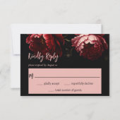 濃いヴィンテージ結婚の花 出欠カード (正面)