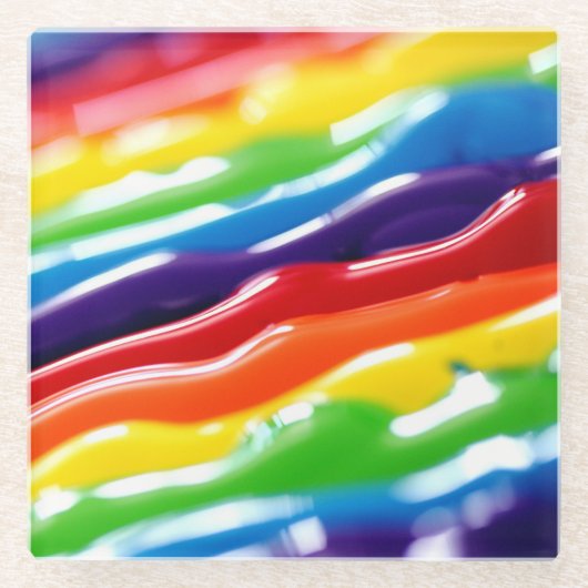 濃い光沢のある色の絵を描線 ガラスコースター (正面)