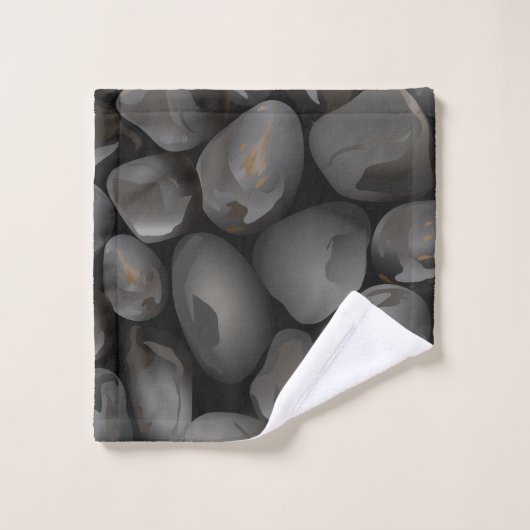 濃い光沢の小石 バスタオルセット (ウォッシュタオル)