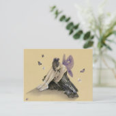 濃い妖精の紫色の翼はがき ポストカード (スタンド正面)