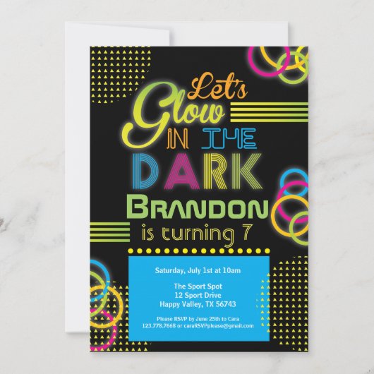 濃い子の誕生日の青いパーティー 招待状 (正面)