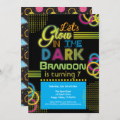 濃い子の誕生日の青いパーティー 招待状 (正面/裏面)