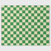 濃い市松模様に緑とベージュ ラッピングペーパー (フラット)