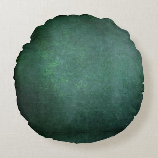 濃い影のグランジ背景 – ティール(緑がかった色)緑 ラウンドクッション (正面)