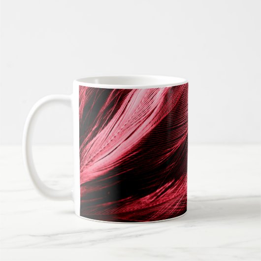 濃い抽象芸術の赤い羽 コーヒーマグカップ (左)
