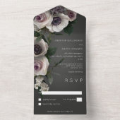 濃い木炭と白いフローラモダンNo Dinner オールインワン招待状 (内側)