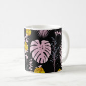濃い植物性、花の葉パターン。 コーヒーマグカップ (正面右)