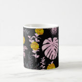 濃い植物性、花の葉パターン。 コーヒーマグカップ (中央)