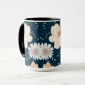濃い海の背景にライトカラーの花 マグカップ (正面左)