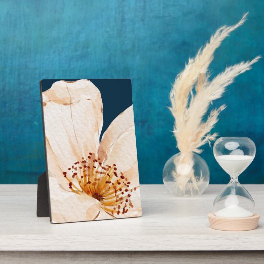 濃い海の背景に明るい色の花 フォトプラーク (側面)