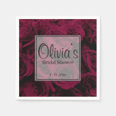 濃い深い赤マゼンタバーガンディバラ スタンダードカクテルナプキン (正面)