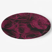 濃い深い赤マゼンタバーガンディバラ ペーパープレート (アングル)