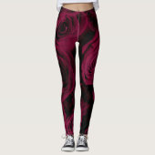 濃い深い赤マゼンタバーガンディバラ レギンス (正面)