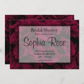 濃い深紅のマゼンタ バーガンディローズ 招待状 (正面/裏面)