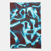 濃い澄ん赤の抽象芸術リボンのシアン色の色調 キッチンタオル (縦)