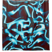 濃い澄ん赤の抽象芸術リボンのシアン色の色調 シャワーカーテン (正面)